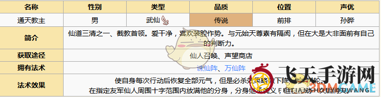 《元气封神》通天教主详细解析图