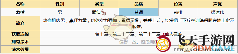 《元气封神》蒙恬英雄图鉴